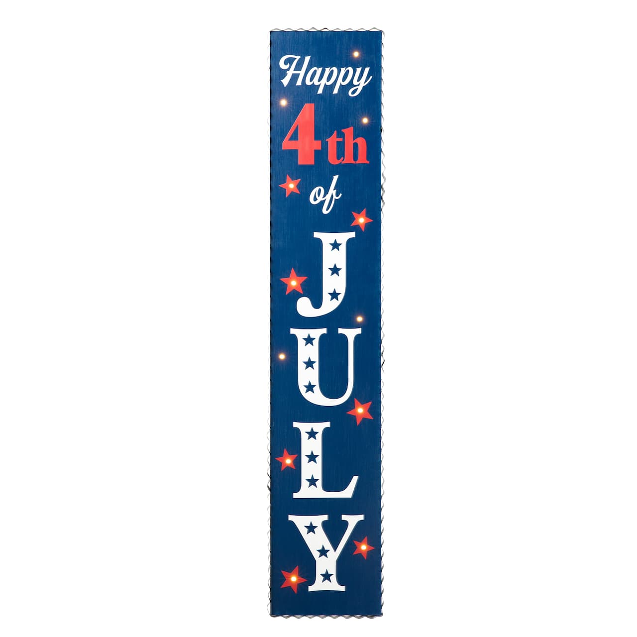 Glitzhome&#xAE; 42.5&#x22; Lighted Wood Happy July 4th Porch Sign